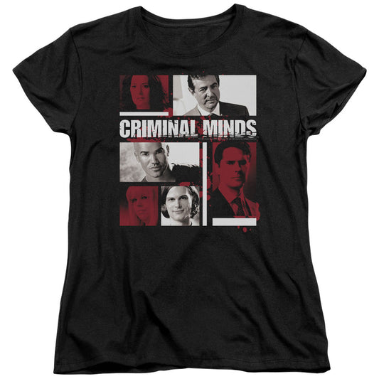 Criminal Minds - Character Boxes - Short Sleeve Womens Tee - Black T-shirt