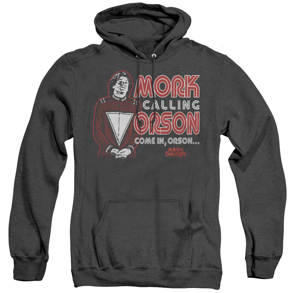 Mork & Mindy - Mork Calling Orson - Adult Heather Hoodie - Black