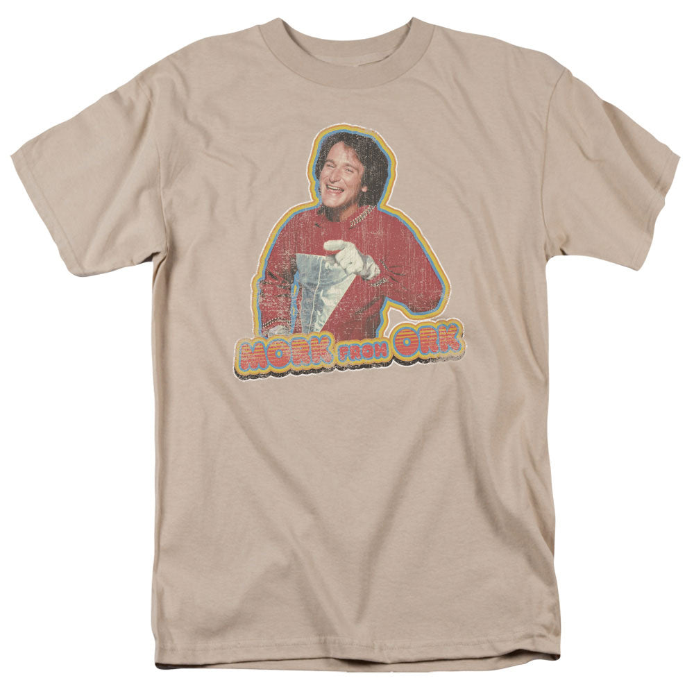 Mork & Mindy - Mork Iron On - Short Sleeve Adult 18/1 - Sand T-shirt