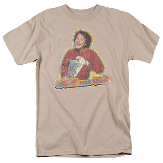 Mork & Mindy - Mork Iron On - Short Sleeve Adult 18/1 - Sand T-shirt