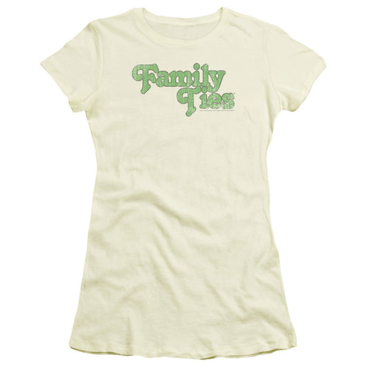 Family Ties - Logo - Short Sleeve Junior Sheer - Cream T-shirt