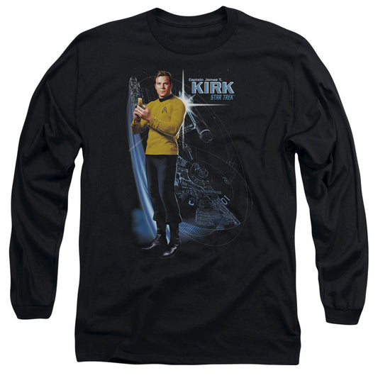 Star Trek - Galactic Kirk - Long Sleeve Adult 18/1 - Black T-shirt