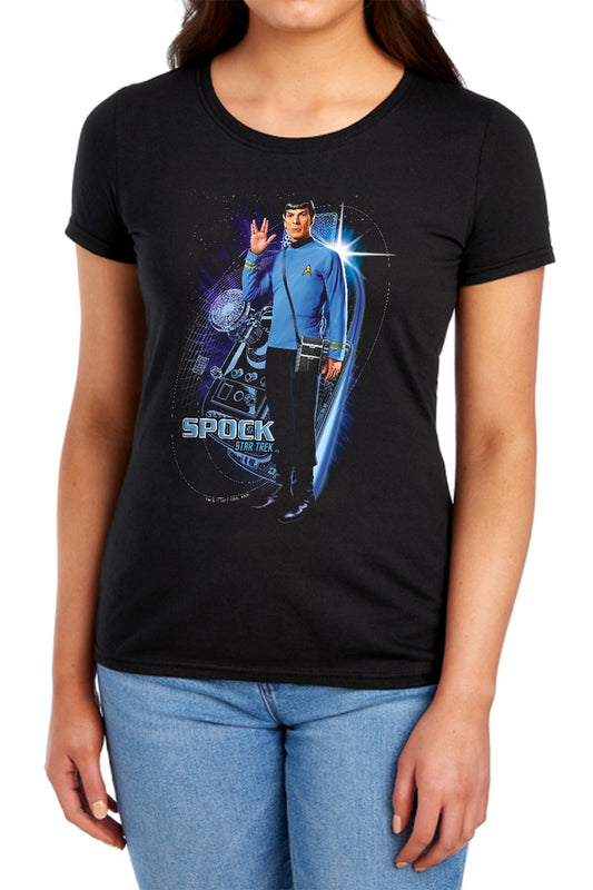 Star Trek - Galactic Spock - Short Sleeve Womens Tee - Black T-shirt