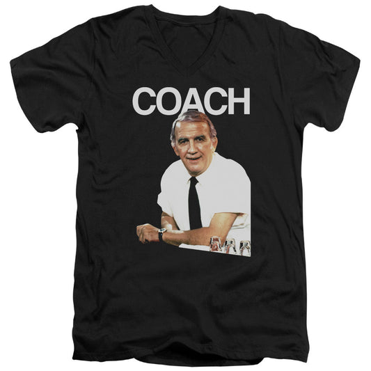 Cheers - Coach - Short Sleeve Adult V-neck - Black T-shirt