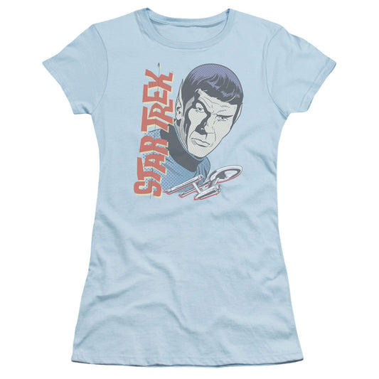 Star Trek - Vintage Spock - Short Sleeve Junior Sheer - Light Blue T-shirt