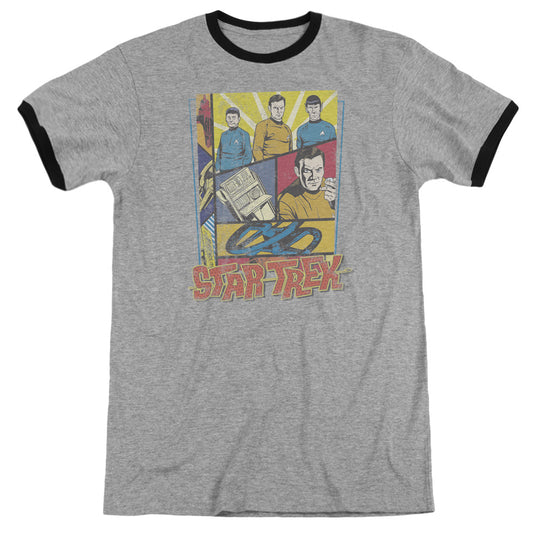 Star Trek - Vintage Collage - Adult Ringer - Heather/black