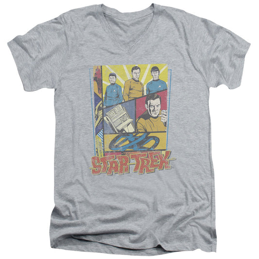 Star Trek - Vintage Collage - Short Sleeve Adult V-neck - Athletic Heather T-shirt
