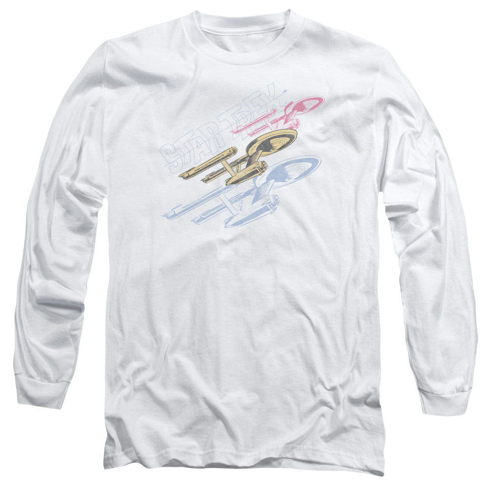 Star Trek - Retro Tri Enterprise - Long Sleeve Adult 18/1 - White T-shirt