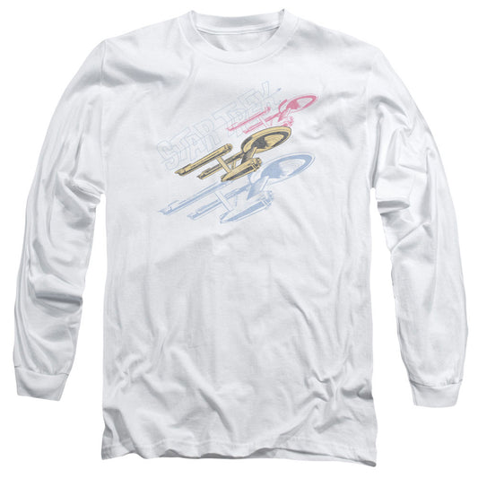 Star Trek - Retro Tri Enterprise - Long Sleeve Adult 18/1 - White T-shirt
