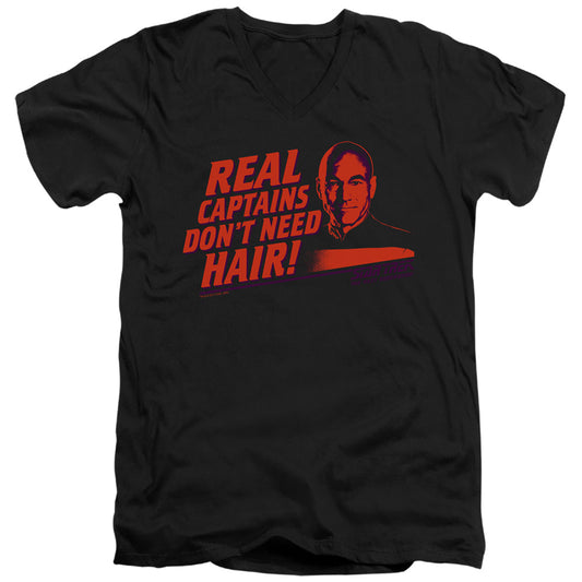 Star Trek - Real Captain - Short Sleeve Adult V-neck - Black T-shirt