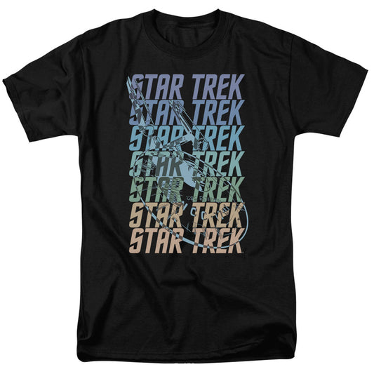 Star Trek - Multi Logo Enterprise - Short Sleeve Adult 18/1 - Black T-shirt