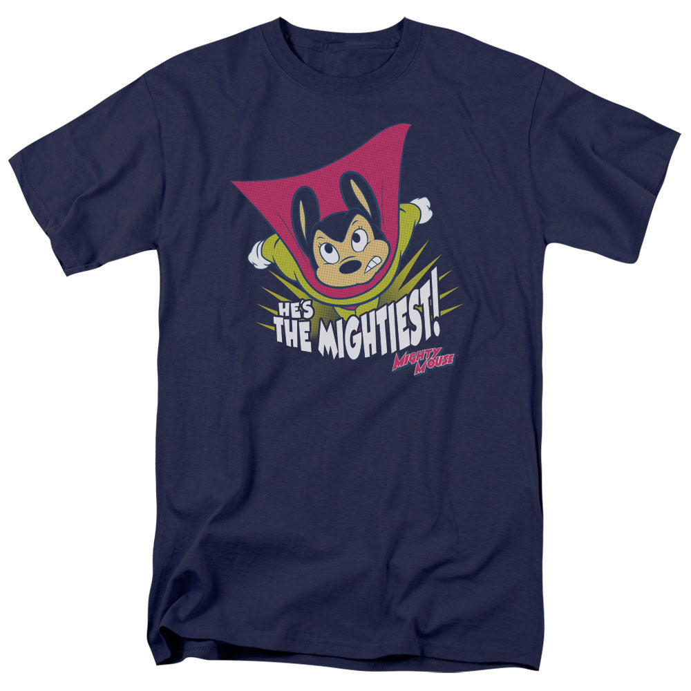 Mighty Mouse - The Mightiest - Short Sleeve Adult 18/1 - Navy T-shirt