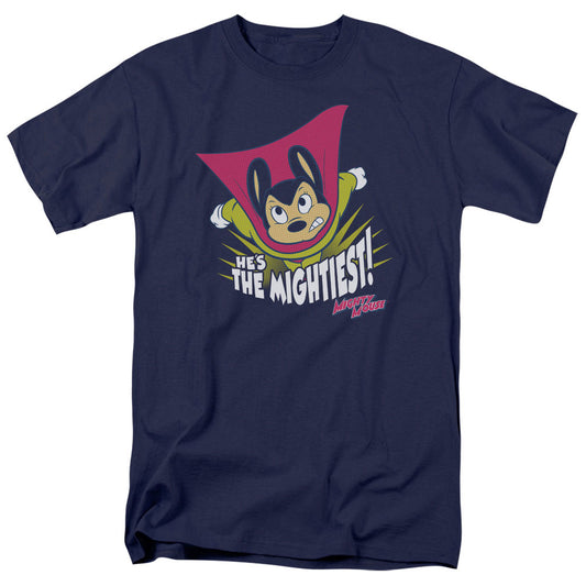 Mighty Mouse - The Mightiest - Short Sleeve Adult 18/1 - Navy T-shirt