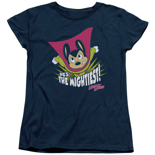 Mighty Mouse - The Mightiest - Short Sleeve Womens Tee - Navy T-shirt