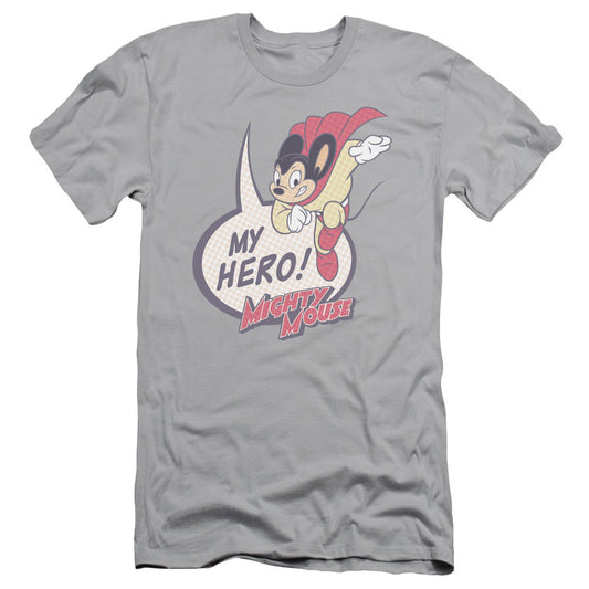 Mighty Mouse - My Hero - Short Sleeve Adult 30/1 - Silver T-shirt