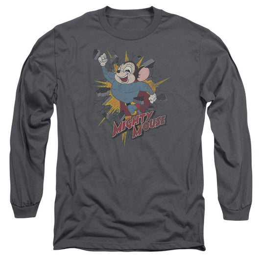 Mighty Mouse - Break Through - Long Sleeve Adult 18/1 - Charcoal T-shirt