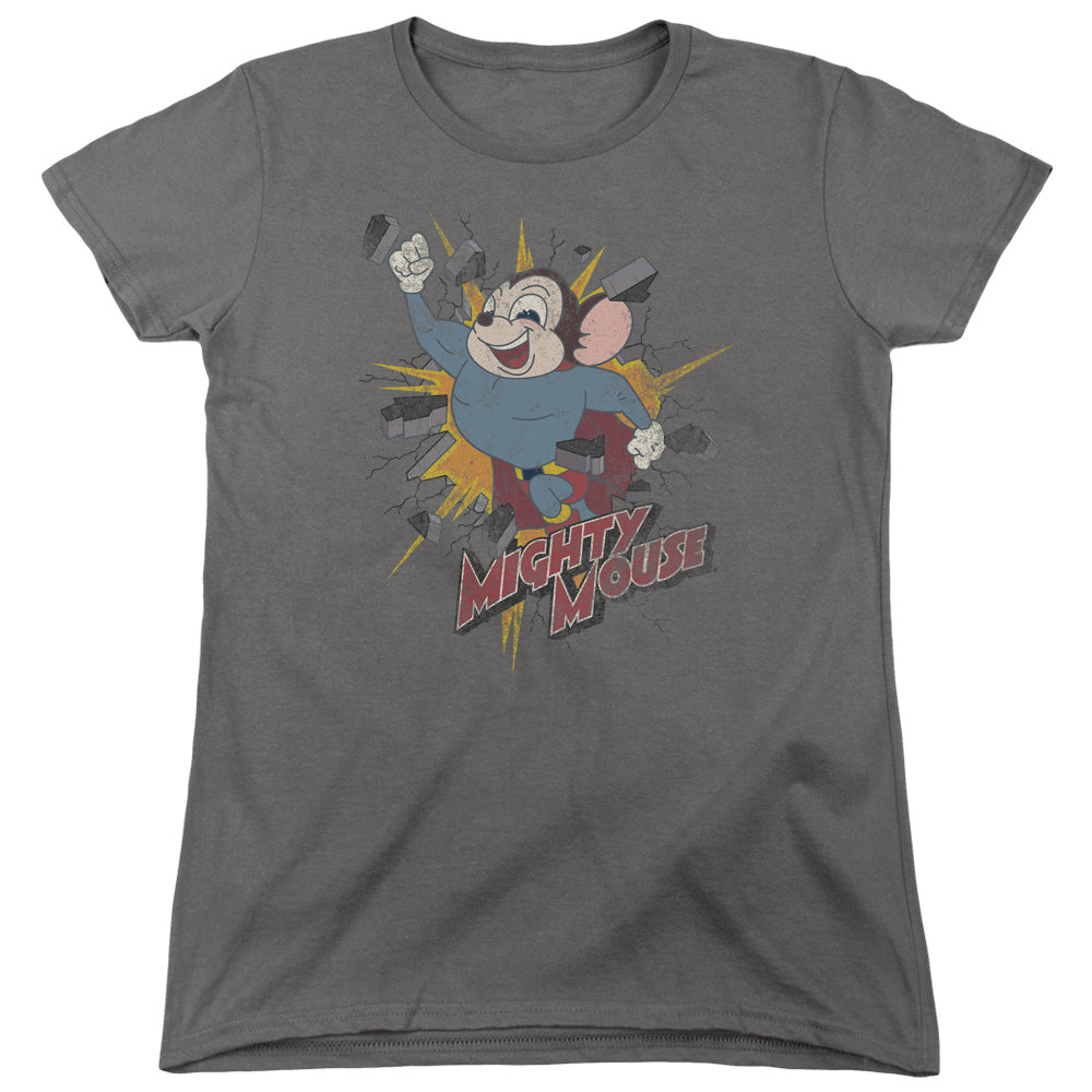 Mighty Mouse - Break Through - Short Sleeve Womens Tee - Charcoal T-shirt