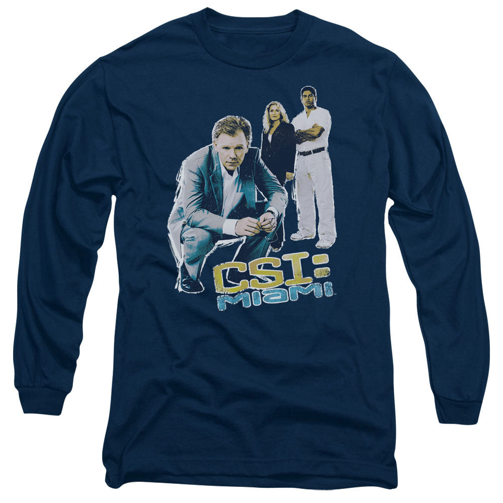 Csi:miami - In Perspective - Long Sleeve Adult 18/1 - Navy T-shirt