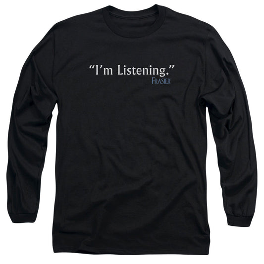 Frasier - Im Listening - Long Sleeve Adult 18/1 - Black T-shirt