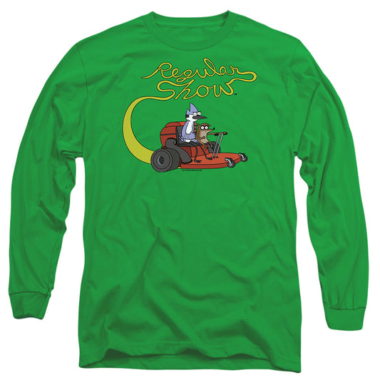 Regular Show - Mower - Long Sleeve Adult 18/1 - Kelly Green T-shirt