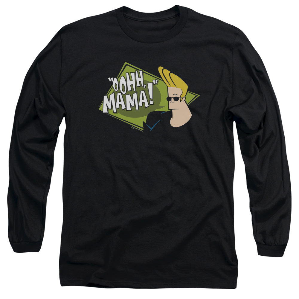 Johnny Bravo - Oohh Mama - Long Sleeve Adult 18/1 - Black T-shirt