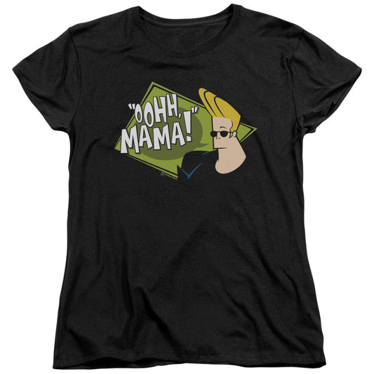 Johnny Bravo - Oohh Mama - Short Sleeve Womens Tee - Black T-shirt