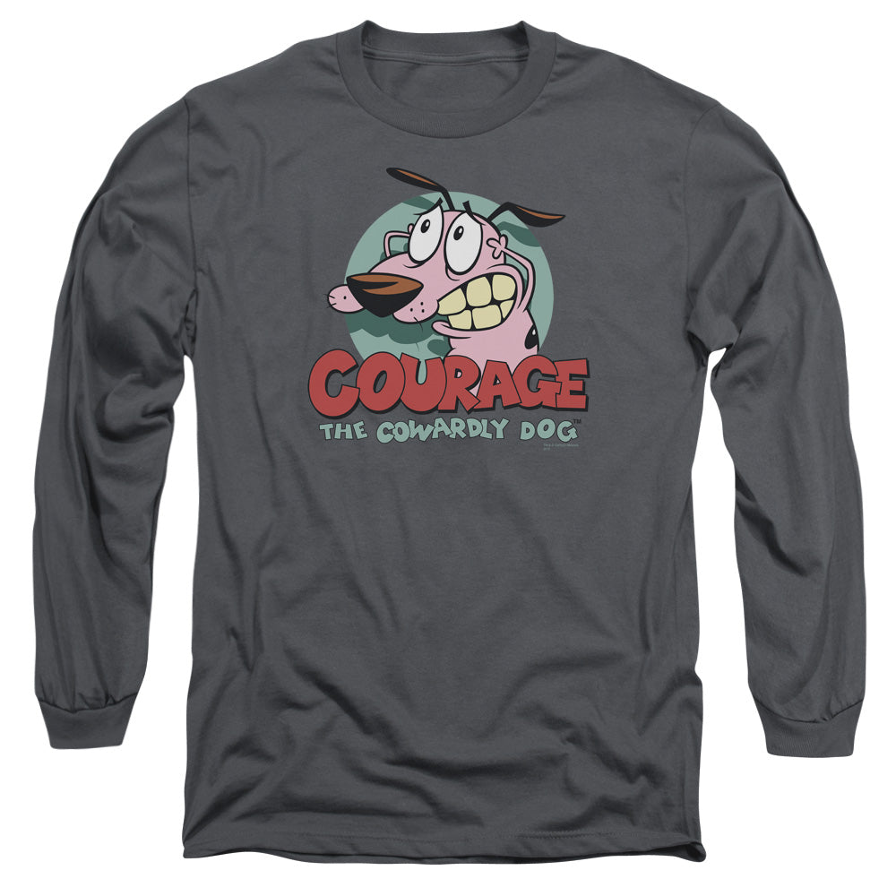 Courage The Cowardly Dog - Courage - Long Sleeve Adult 18/1 - Charcoal T-shirt