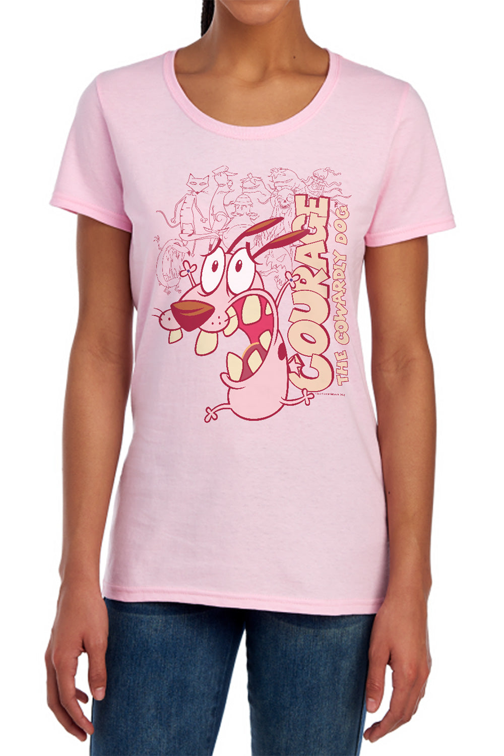 Courage The Cowardly Dog - Running Scared - Short Sleeve Womens Tee - Hot Pink T-shirt