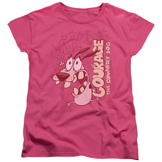 Courage The Cowardly Dog - Running Scared - Short Sleeve Womens Tee - Hot Pink T-shirt