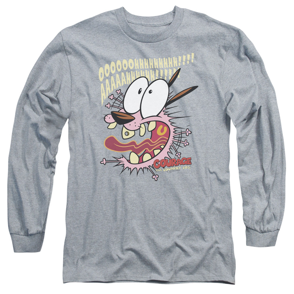Courage The Cowardly Dog - Scaredy Dog - Long Sleeve Adult 18/1 - Athletic Heather T-shirt