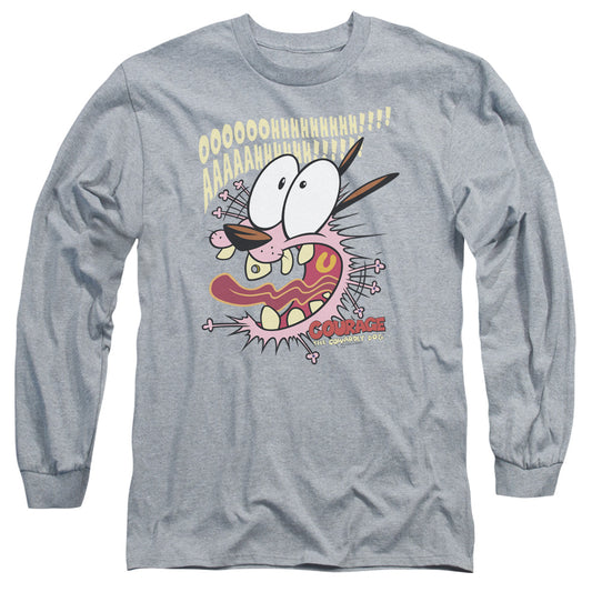 Courage The Cowardly Dog - Scaredy Dog - Long Sleeve Adult 18/1 - Athletic Heather T-shirt