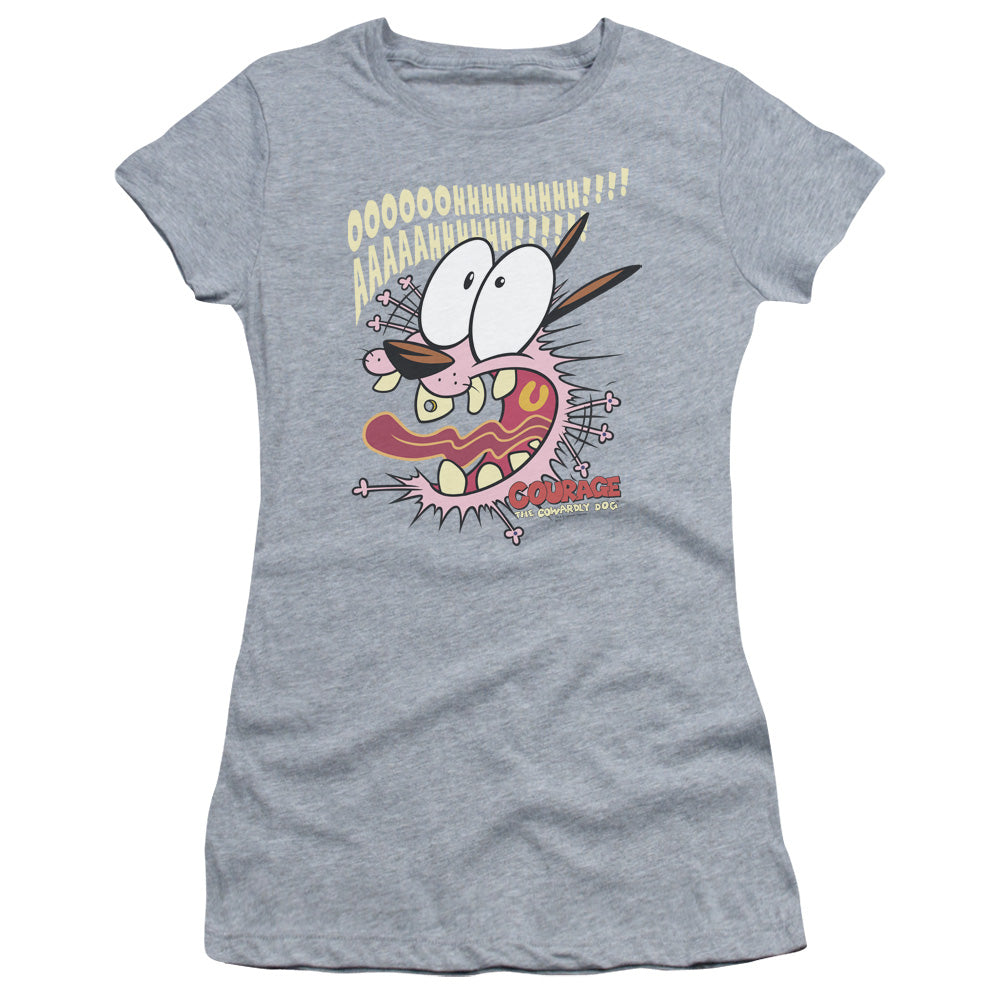 Courage The Cowardly Dog - Scaredy Dog - Short Sleeve Junior Sheer - Athletic Heather T-shirt