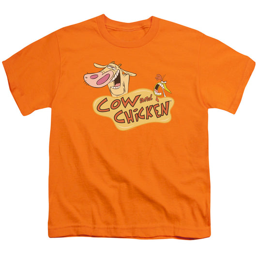 Cow & Chicken - Logo - Short Sleeve Youth 18/1 - Orange T-shirt