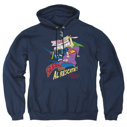 Cow &amp; Chicken - Super Cow - Adult Pull-over Hoodie - Navy