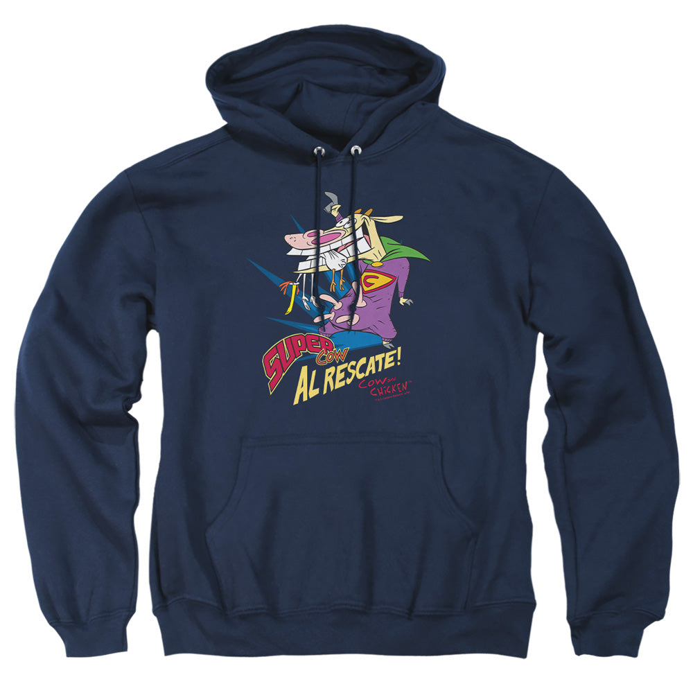 Cow &amp; Chicken - Super Cow - Adult Pull-over Hoodie - Navy