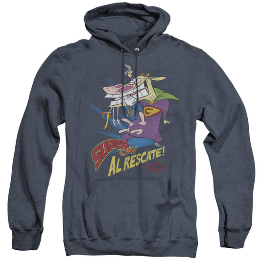 Cow & Chicken - Super Cow - Adult Heather Hoodie - Navy