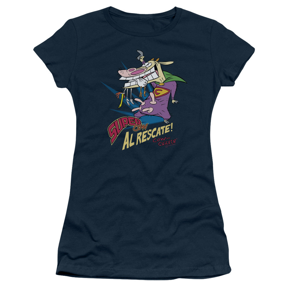 Cow & Chicken - Super Cow - Short Sleeve Junior Sheer - Navy T-shirt