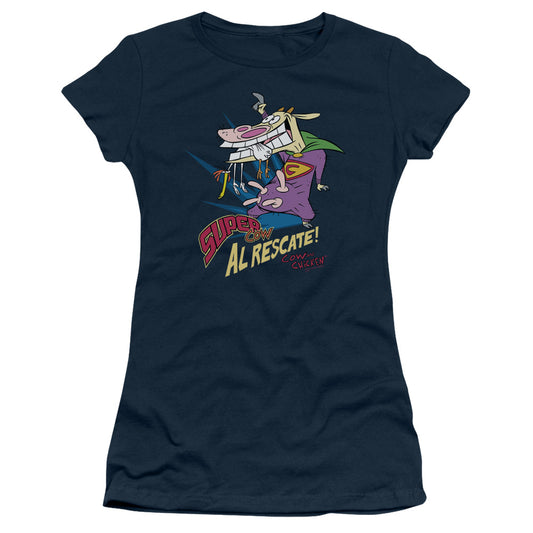 Cow & Chicken - Super Cow - Short Sleeve Junior Sheer - Navy T-shirt
