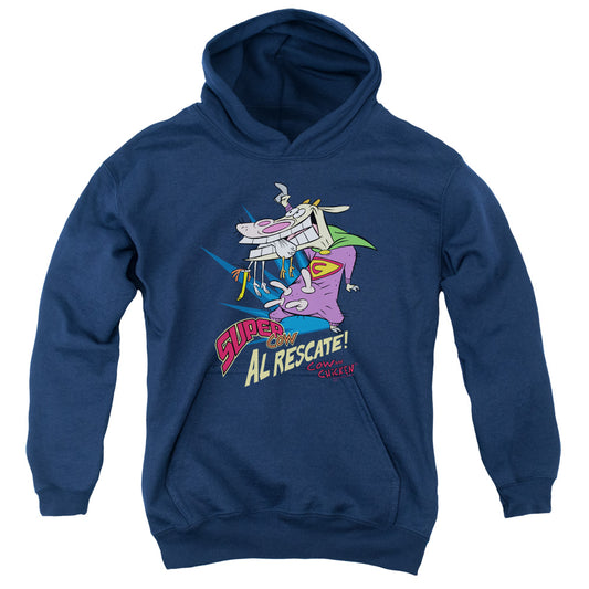 Cow & Chicken Super Cow-youth Pull-over Hoodie - Navy