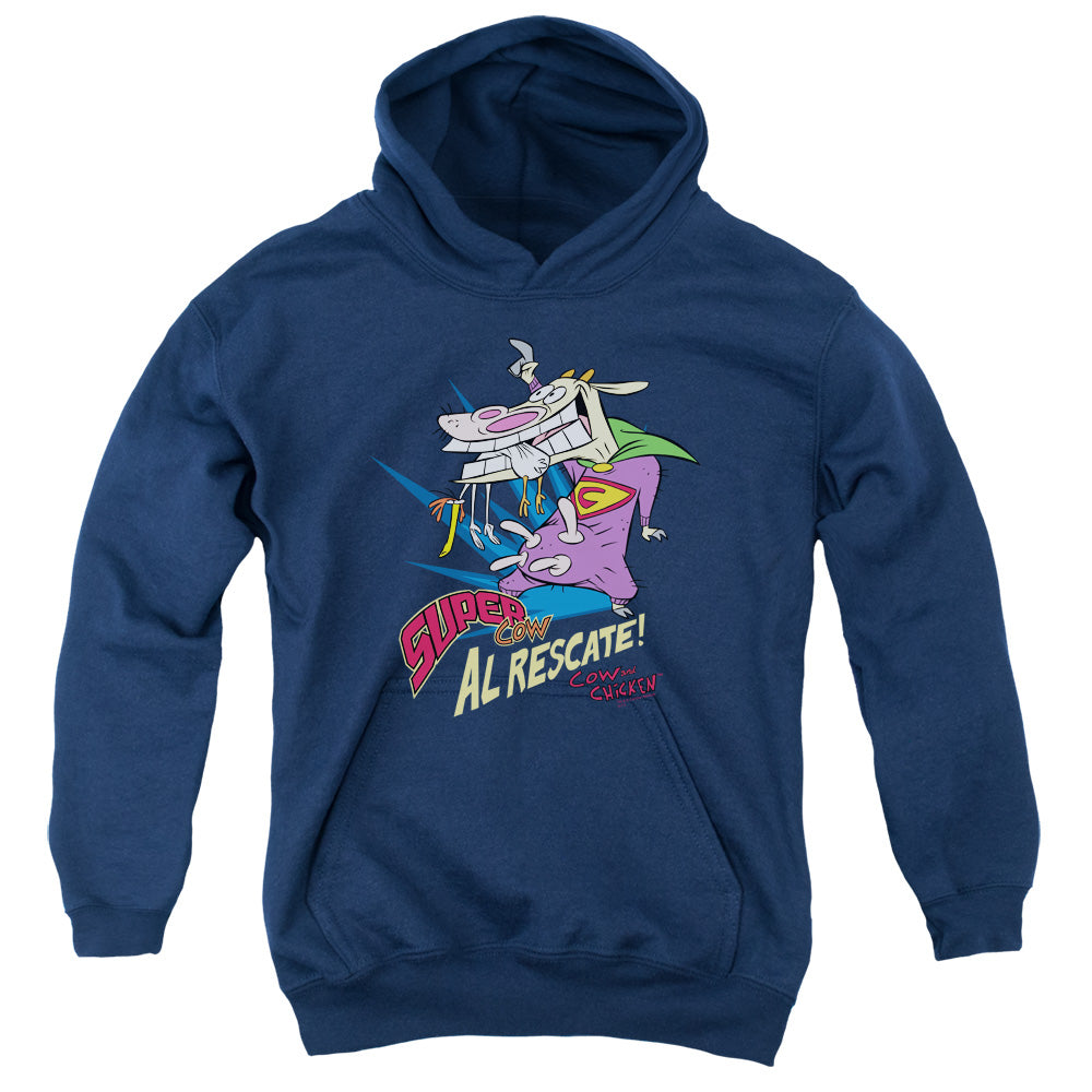 Cow & Chicken - Super Cow - Youth Pull-over Hoodie - Navy