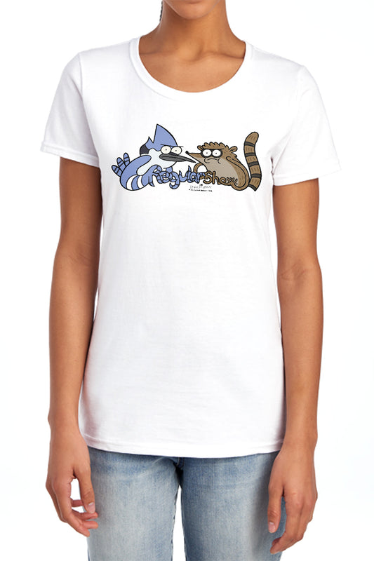The Regular Show - Tattoo Art - Short Sleeve Womens Tee - Light Blue T-shirt