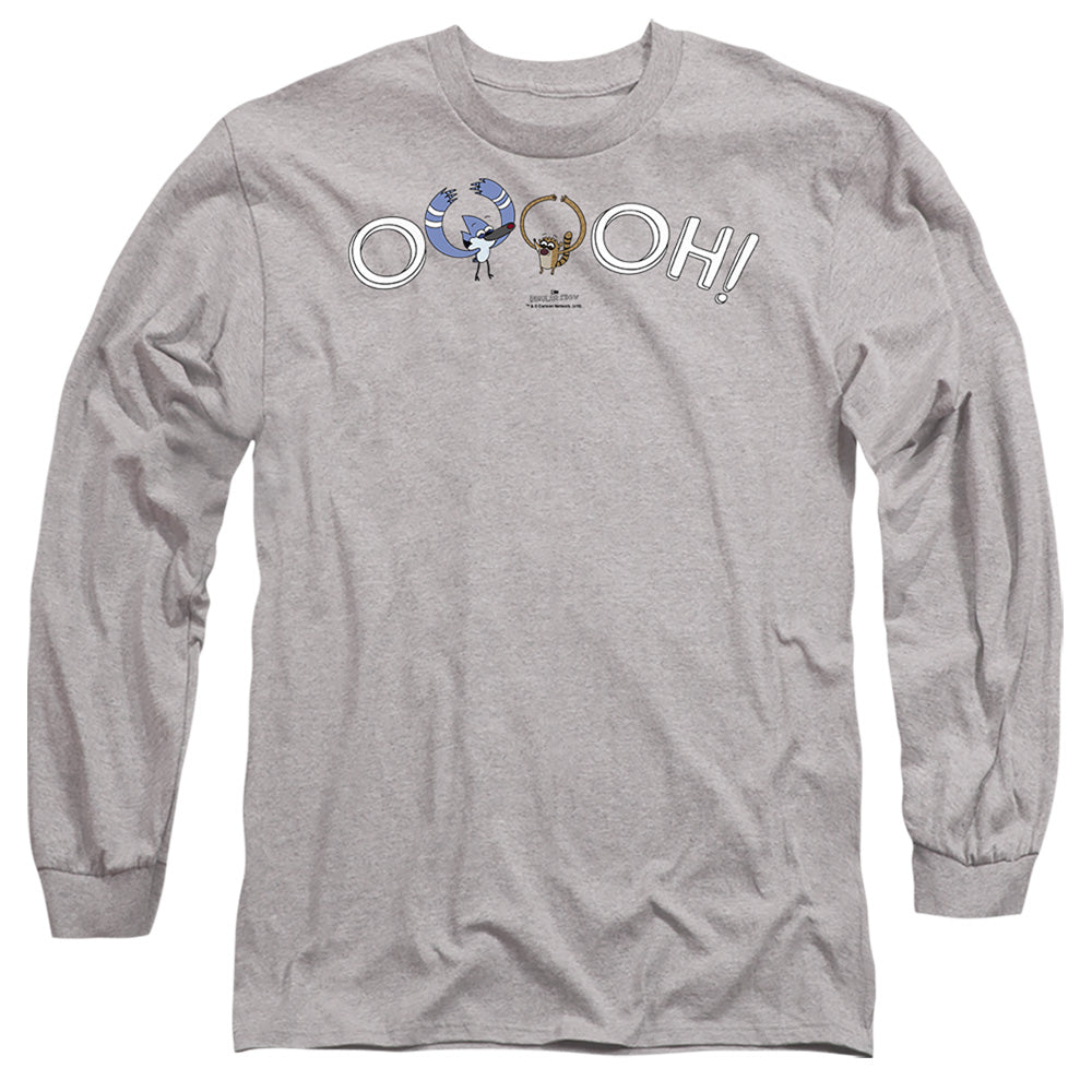 The Regular Show - Ooooh - Long Sleeve Adult 18/1 - Athletic Heather T-shirt