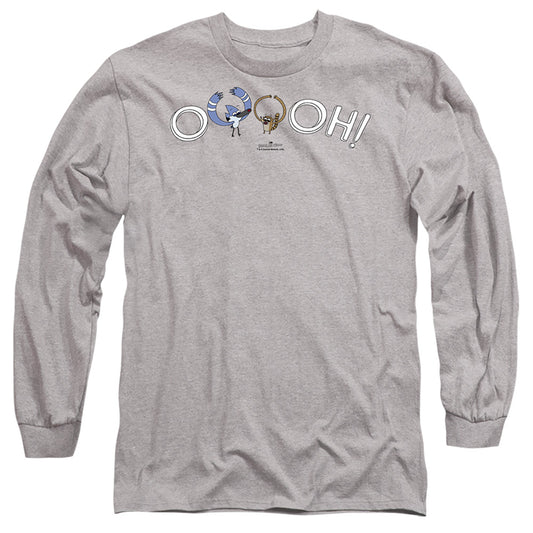 The Regular Show - Ooooh - Long Sleeve Adult 18/1 - Athletic Heather T-shirt