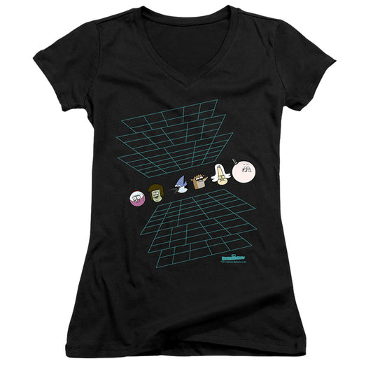 The Regular Show - Regular Grid-junior V-neck - Black
