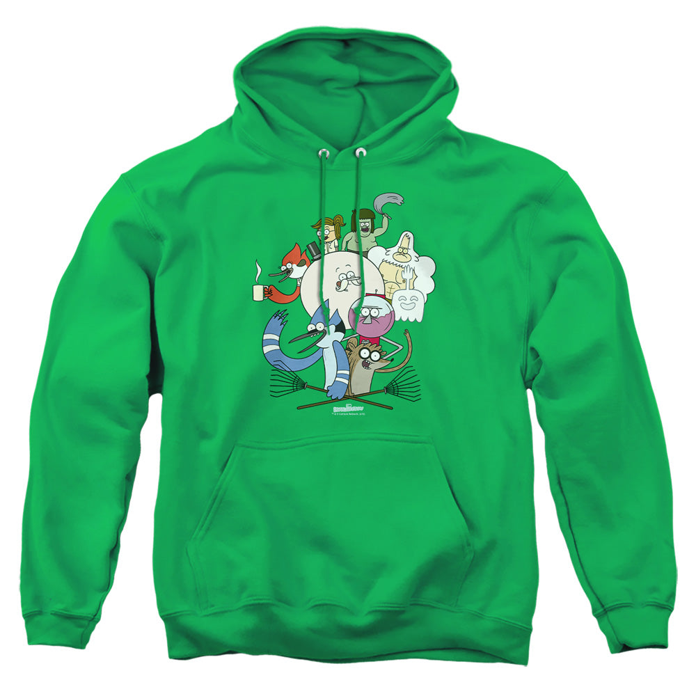 Regular Show - Regular Cast - Adult Pull-over Hoodie - Kelly Green