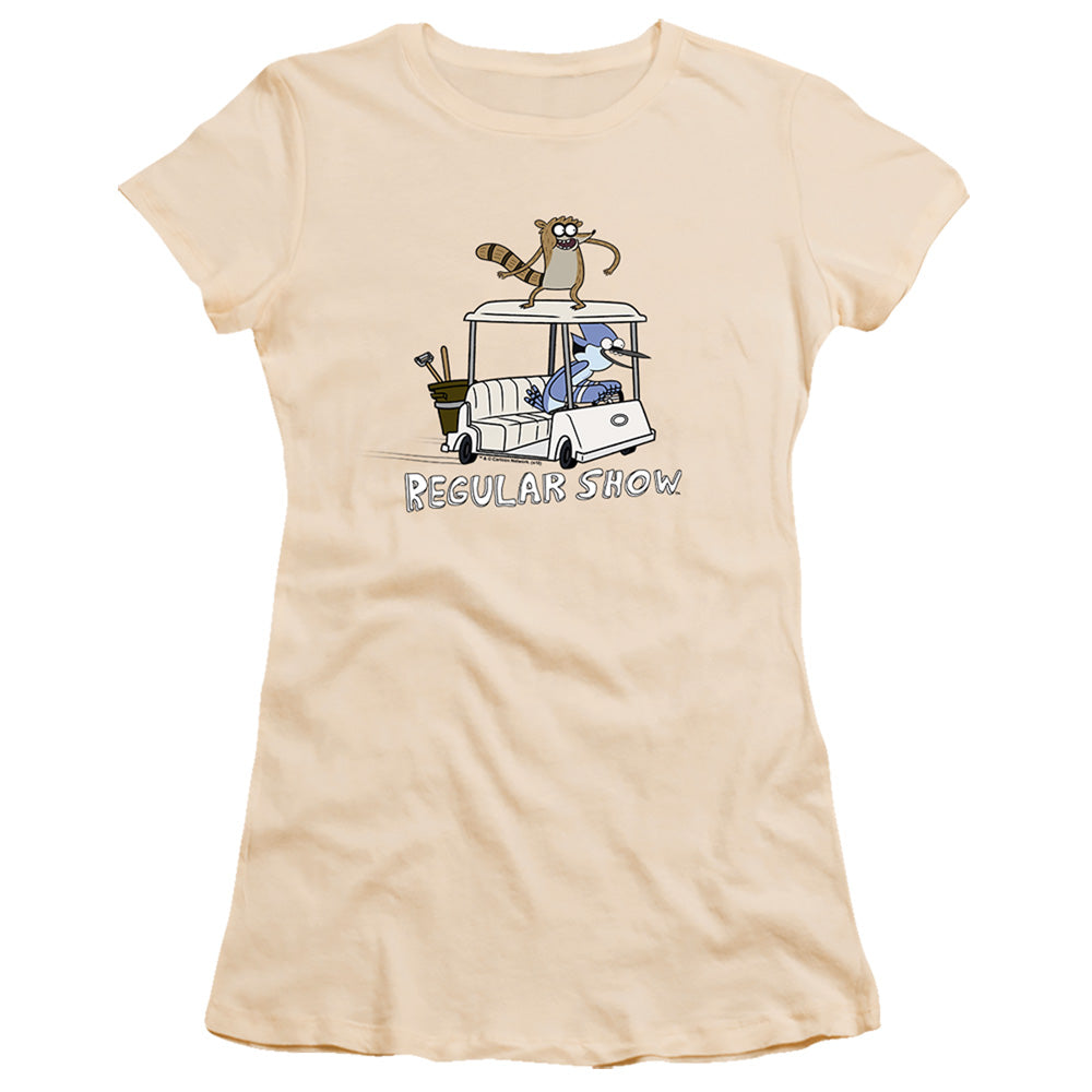 Regular Show - Golf Cart - Short Sleeve Junior Sheer - Cream T-shirt