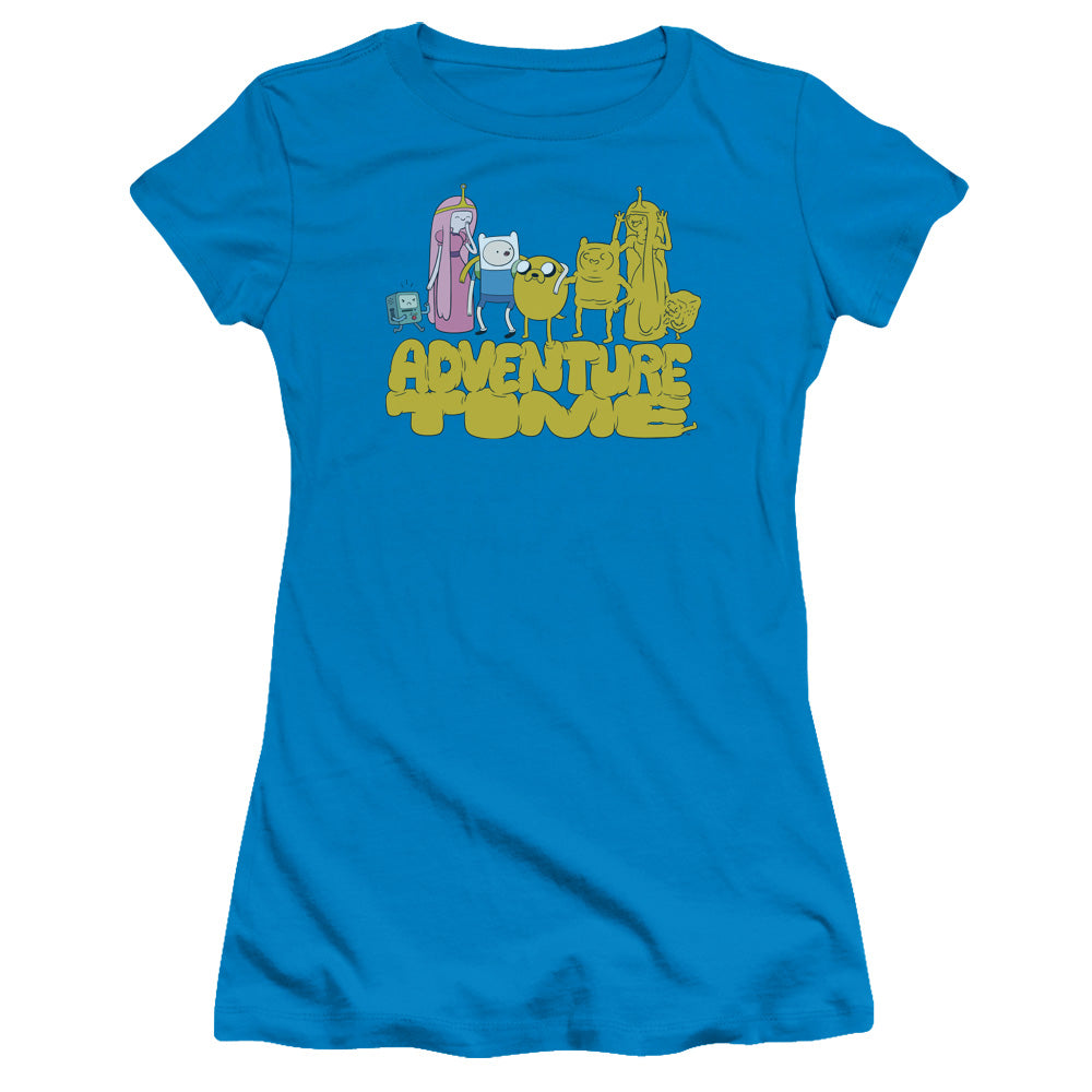 Adventure Time - Jakes Friends - Short Sleeve Junior Sheer - Turquoise T-shirt