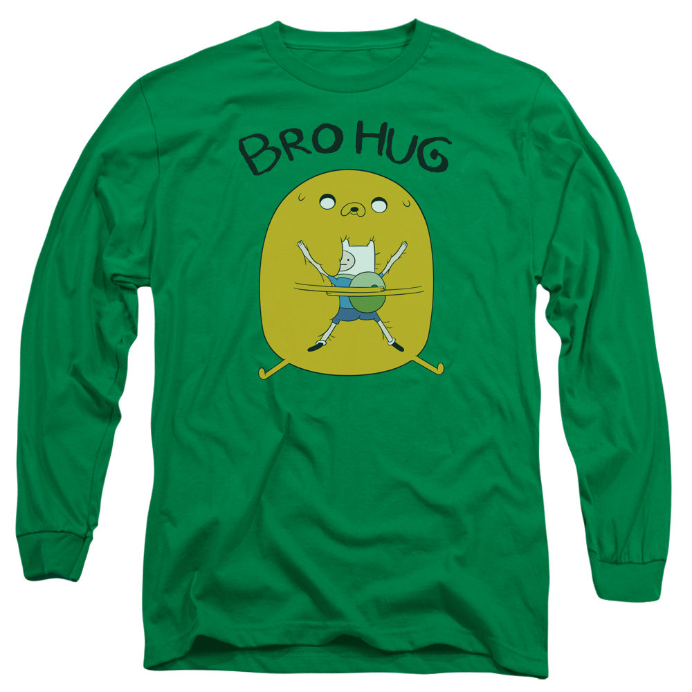Adventure Time - Bro Hug - Long Sleeve Adult 18/1 - Kelly Green T-shirt