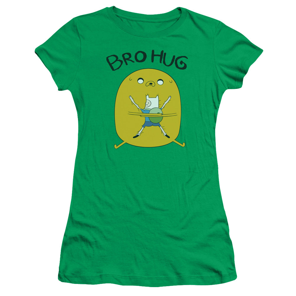 Adventure Time - Bro Hug - Short Sleeve Junior Sheer - Kelly Green T-shirt