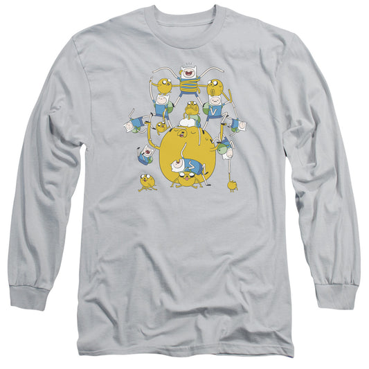 Adventure Time - Finn&jake Group - Long Sleeve Adult 18/1 - Silver T-shirt